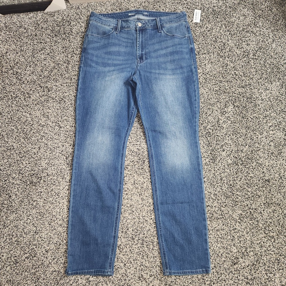 Old Navy Hi Rise Wow Straight Jeans Darkwash Stretch Womens 12 Modern Career Nwt